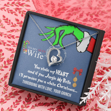 to My Sexy Wife Necklace, Funny Grinch Stole My Heart Christmas Card, Love Necklace Gifts, Christmas Necklace for Wife
